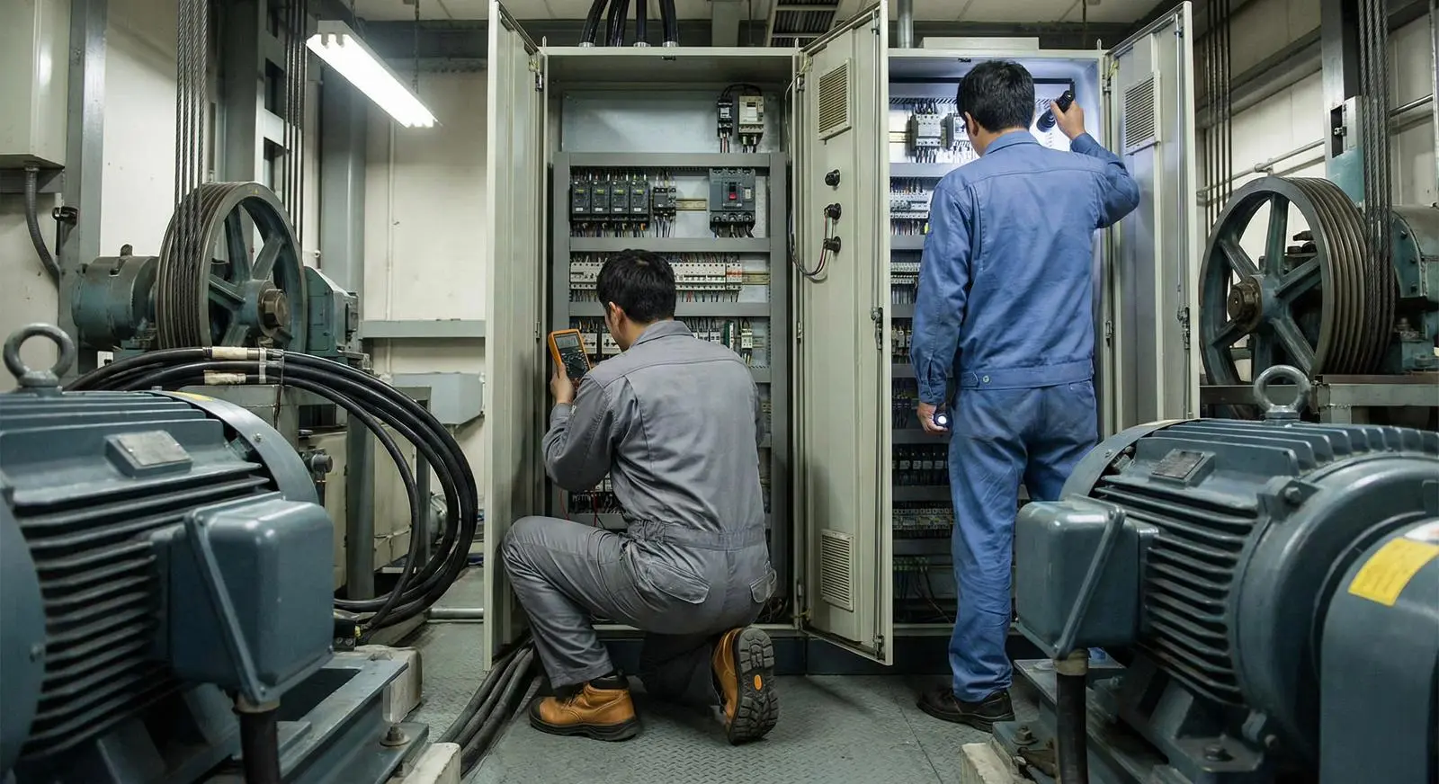 Asansör makine dairesinde elektrik kontrolü